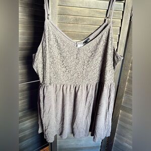 Torrid taupe lace babydoll tank